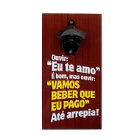 Abridor Garrafas Parede Vamos Beber Mdf Com Imã 25x13 Cm - 1