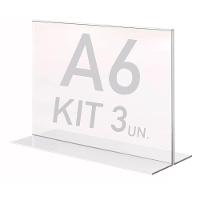 Display Expositor T A6 10x15cm Horizontal Acrílico Ps 3 Pçs - 1
