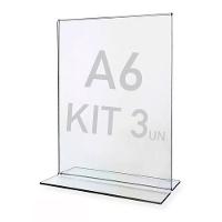Display Expositor T A6 10x15cm Acrílico Ps Balcão 3 Peças - 1