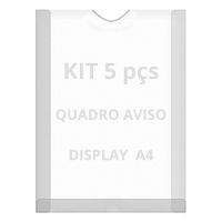 Displays Parede Folha A4 Petg Cristal Quadro Aviso Kit 5 Pçs - 1
