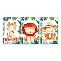 Kit 3 Quadros Safari Infantil Quarto Criança Placas Mdf - 1