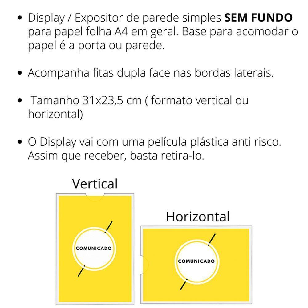 Quadro De Aviso A4 Display De Parede Acrílico Ps Cristal - 3