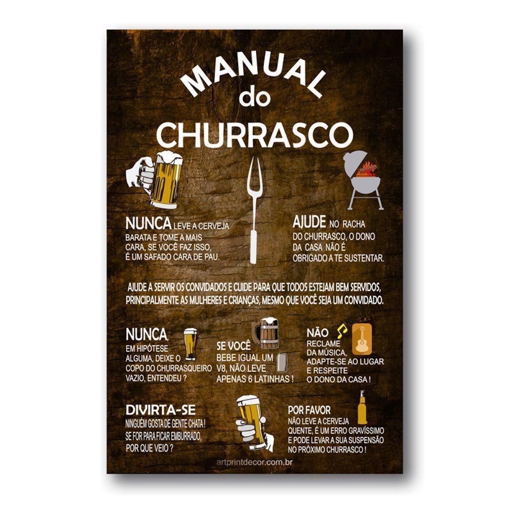 Placa Decorativa Manual Do Churrasco Mdf 30x40 Cm - 1