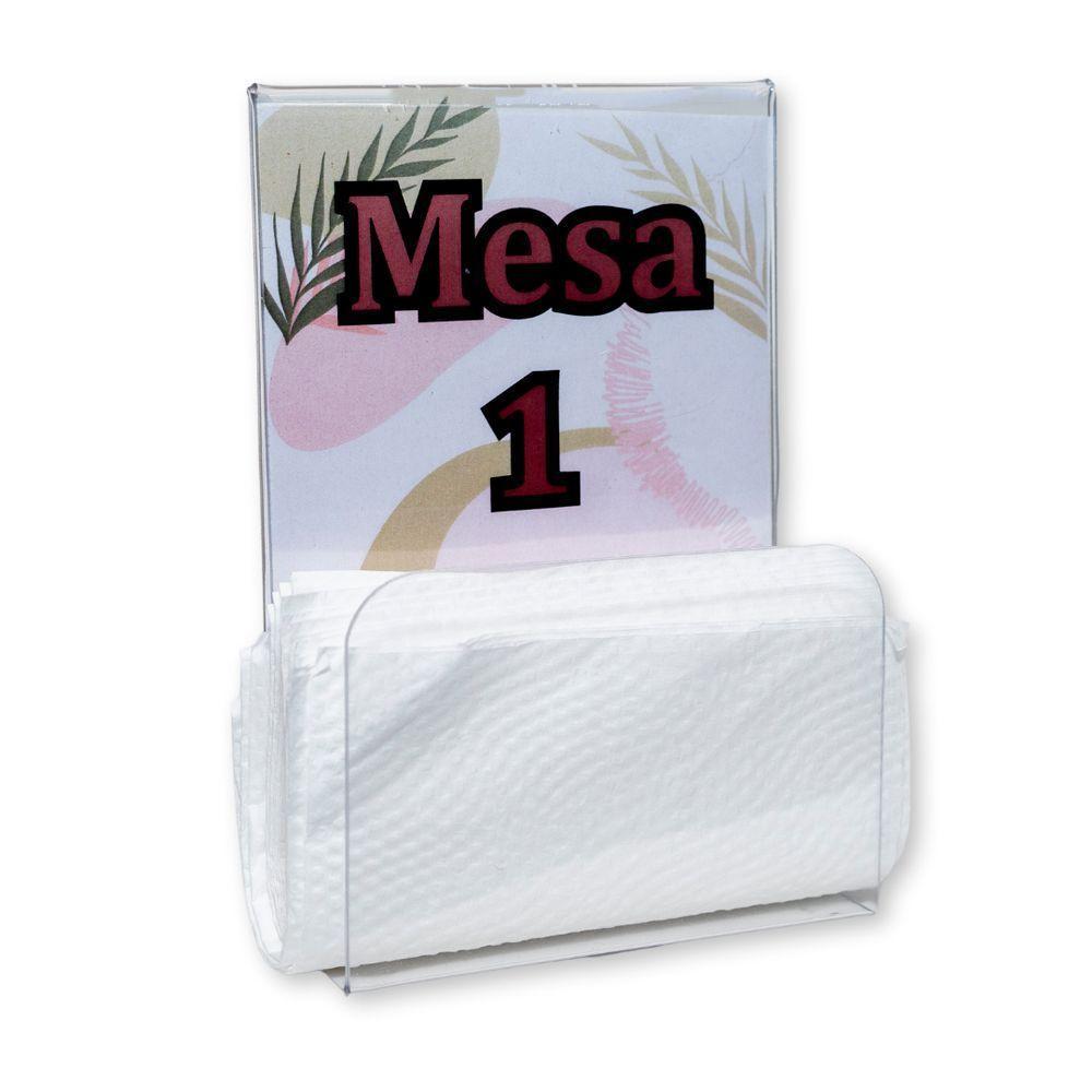Kit 20 Porta Guardanapos Com Expositor A6 T Acrílico Ps Cristal Mesa - 1