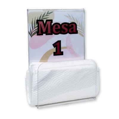 Kit 20 Porta Guardanapos Com Expositor A6 T Acrílico Ps Cristal Mesa