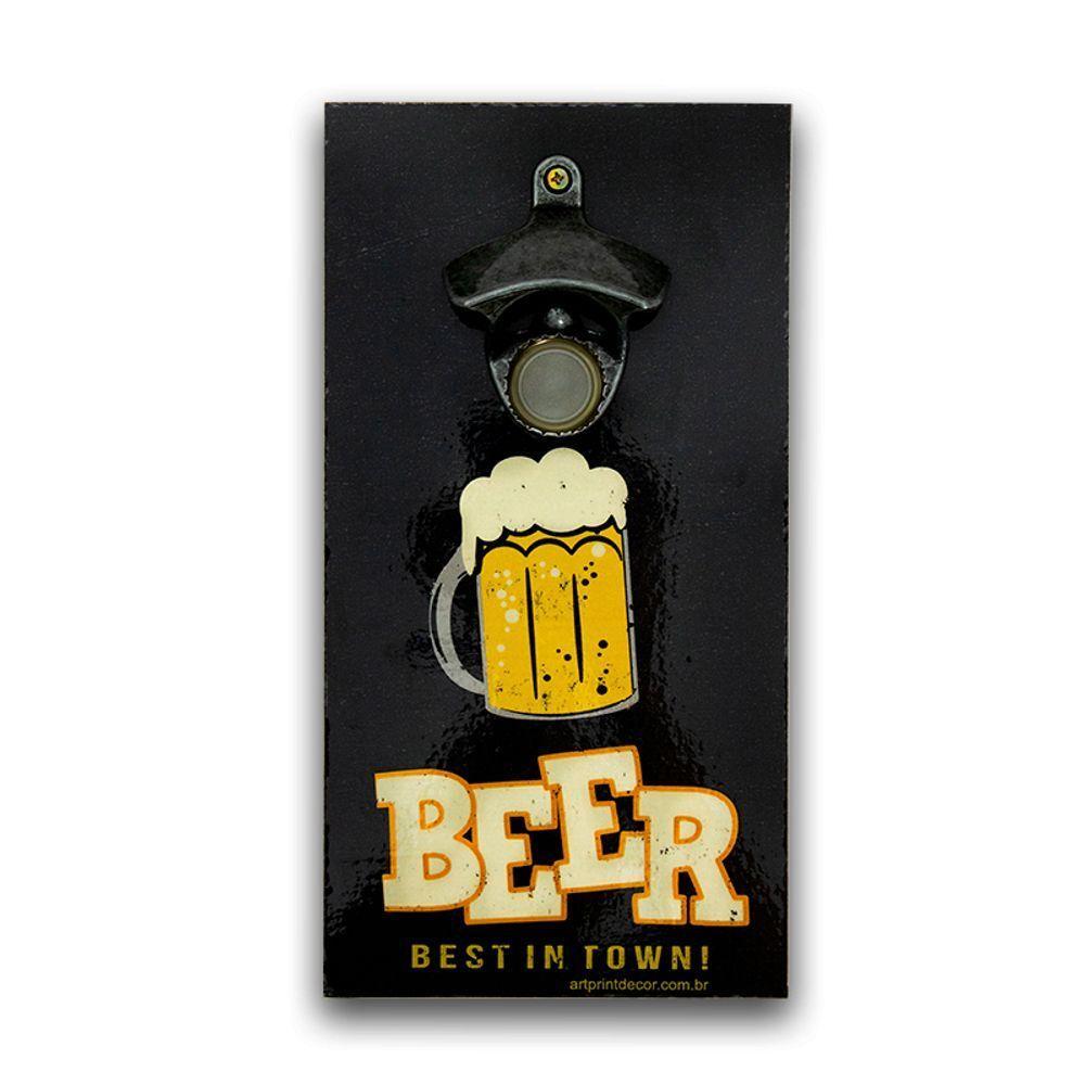 Abridor De Garrafas Parede Beer Mdf Com Imã 25x13 Cm - 1