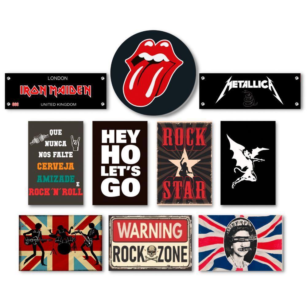 Kit 10 Placas Decorativas Rock Música Bandas Mdf - 1
