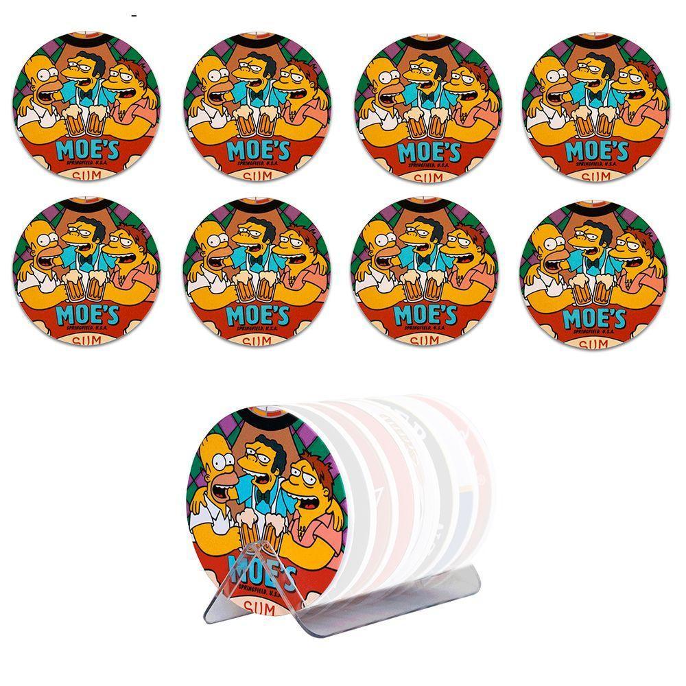 Kit 8 Bolachas Porta Copos Em Plástico Simpson Com Suporte - 1