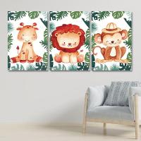 Kit 3 Quadros Safari Infantil Quarto Criança Placas Mdf - 1