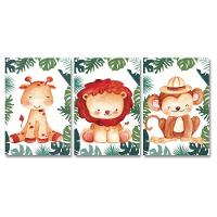 Kit 3 Quadros Safari Infantil Quarto Criança Placas Mdf - 2