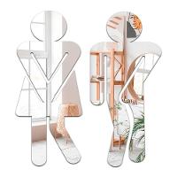 Kit 2 Placas Sinalização Banheiro Acrílico Espelhado 18x8 Cm - 1