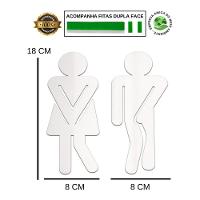 Kit 2 Placas Sinalização Banheiro Acrílico Espelhado 18x8 Cm - 2
