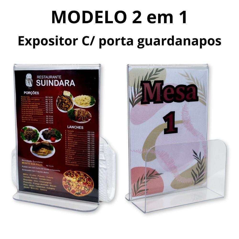 Kit 15 Porta Guardanapos Com Expositor A6 T Acrílico Ps Cristal Mesa - 2