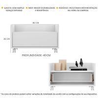 Mesa De Cabeceira 80Cm Com Rodízios Multimóveis V4006 Branca Branco - 6