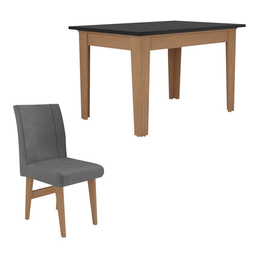 Conjunto Mesa De Jantar 120 Cm Com 4 Cadeiras Tokio Multimóveis Ex1004 Madeirado/Preto/Grafite - 3