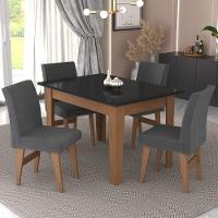 Conjunto Mesa De Jantar 120 Cm Com 4 Cadeiras Tokio Multimóveis Ex1004 Madeirado/Preto/Grafite - 1