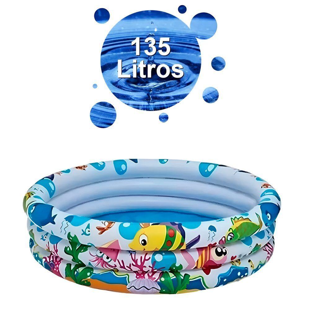 Piscina Inflável Redonda Animais Marinhos Infantil 135litros - 5