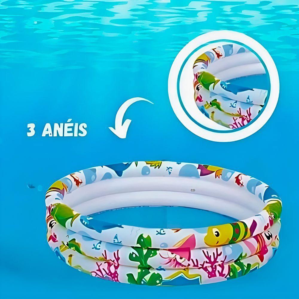 Piscina Inflável Redonda Animais Marinhos Infantil 135litros - 6