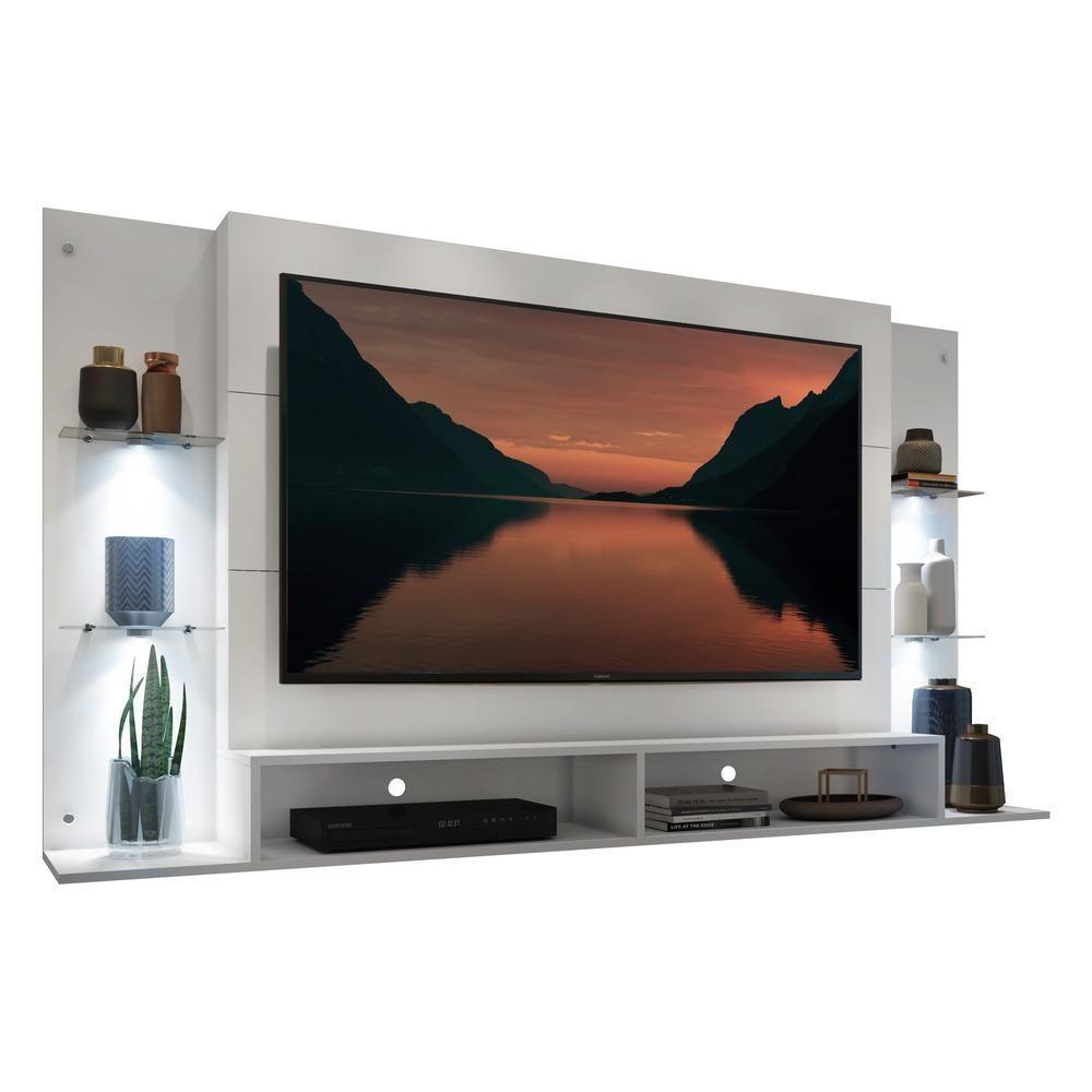 Painel Com Suporte Tv 60" E 4 Leds Vegas Multimóveis V3678 Branco Branco - 1