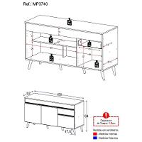 Balcão Cozinha Gabinete Pia 3 Portas 1 Gaveta Preto