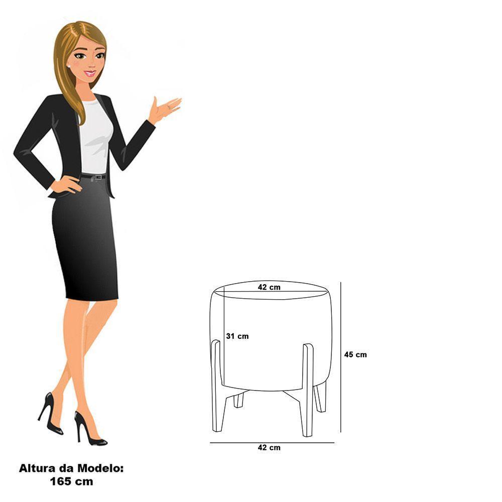 Poltrona E Puff Decorativo Base Madeira Stella Pu Preto/bouclê Bege D03 - D'rossi - 6