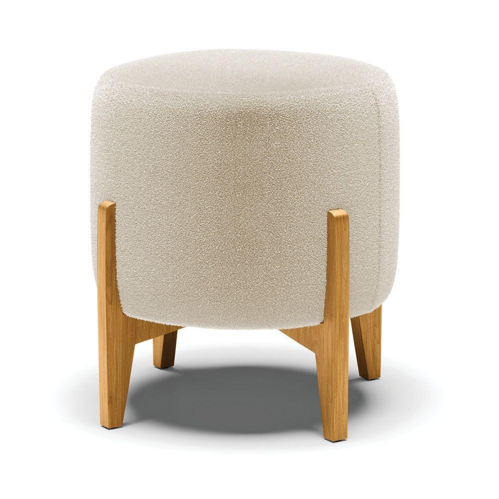 Poltrona E Puff Decorativo Base Madeira Stella Pu Preto/bouclê Bege D03 - D'rossi - 10