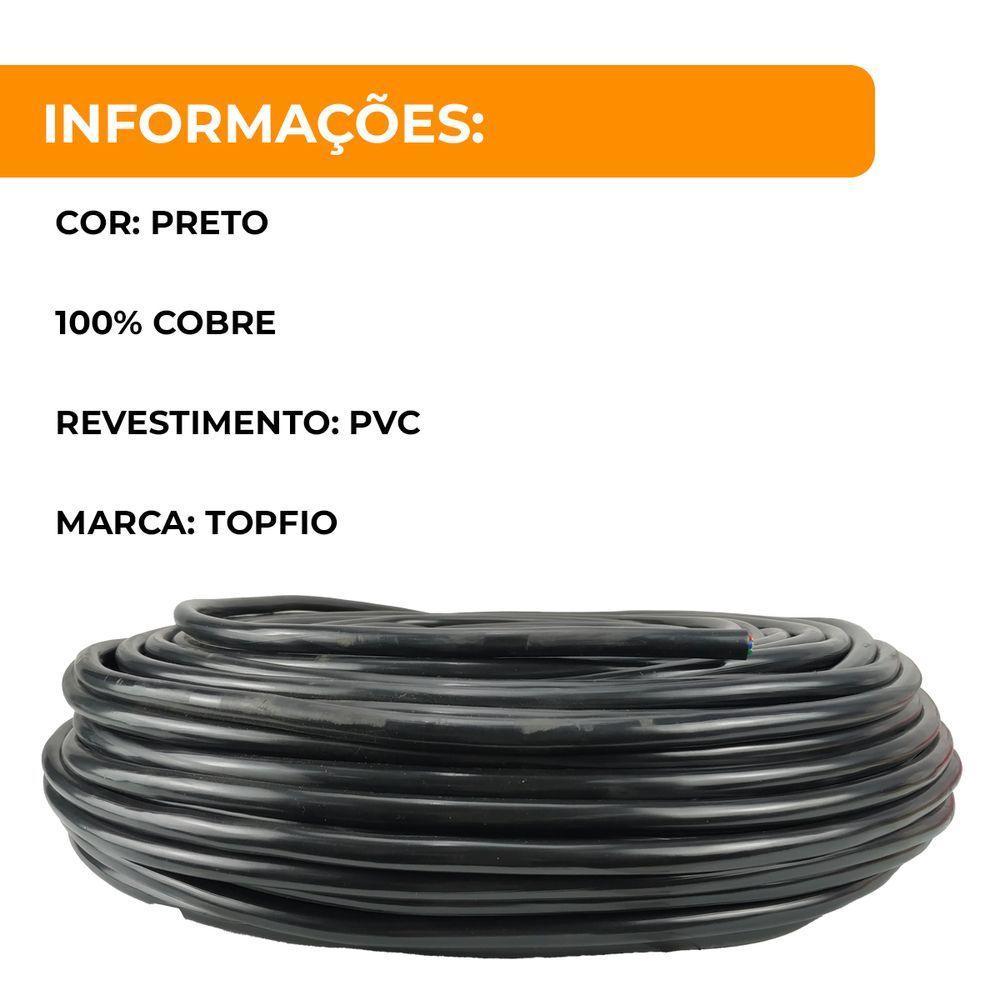 Cabo Pp Preto 4 Vias (4 X 1,5mm) 100% Cobre 10 Metros - 6