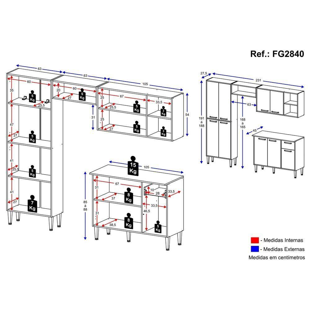Cozinha Compacta Multimóveis Xangai Plus Fg2840 Com Armário E Balcão Branca/preta - 2