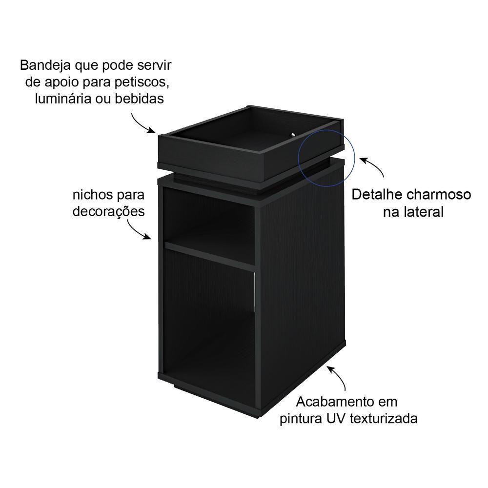 Mesa Lateral 30Cm Com Bandeja Multimóveis Cr45132 Preta Preto - 5