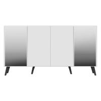 Aparador Buffet 4 Portas Com Espelho Retrô Vegas Multimóveis V3562 Branco/preto Branco/preto - 3
