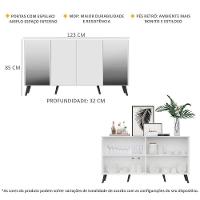 Aparador Buffet 4 Portas Com Espelho Retrô Vegas Multimóveis V3562 Branco/preto Branco/preto - 6