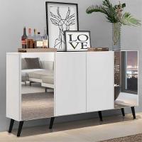 Aparador Buffet 4 Portas Com Espelho Retrô Vegas Multimóveis V3562 Branco/preto Branco/preto - 7