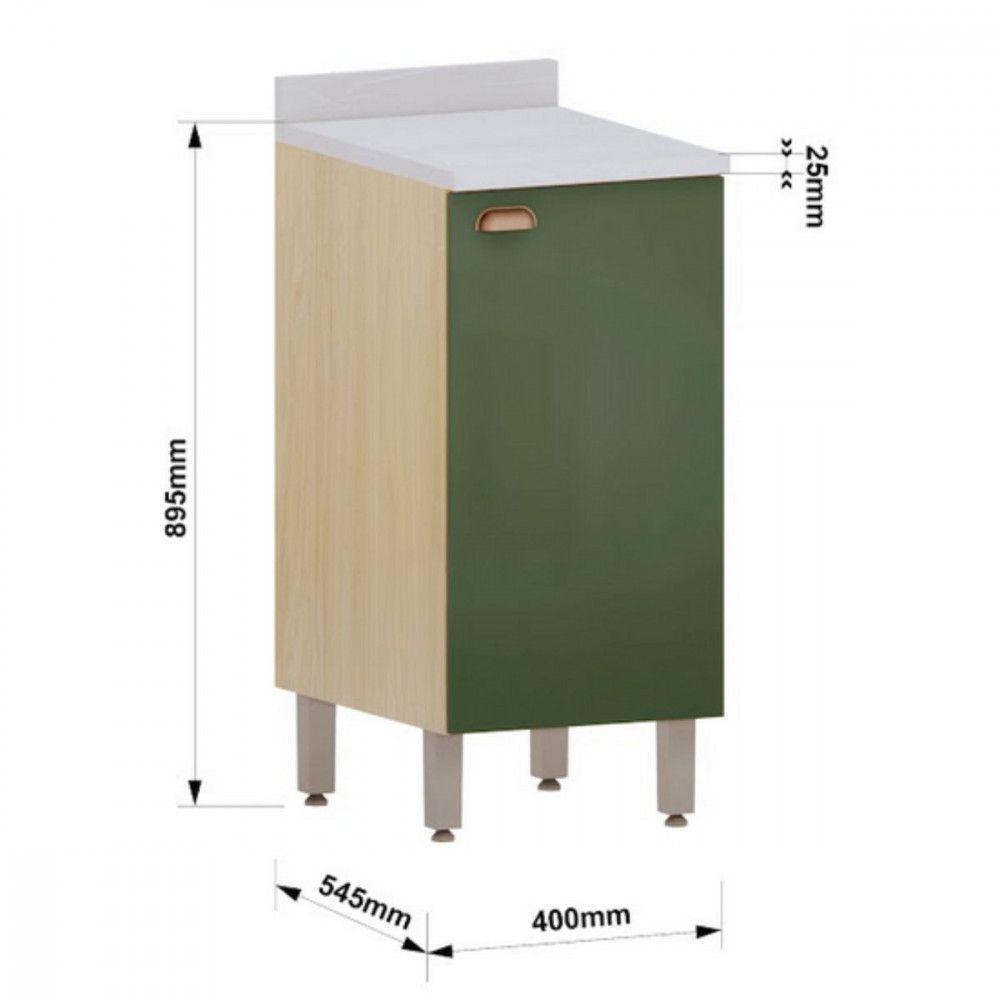 Balcão 1 Porta Com Tampo 40cm Luciane Classic Verde Freijo - 2