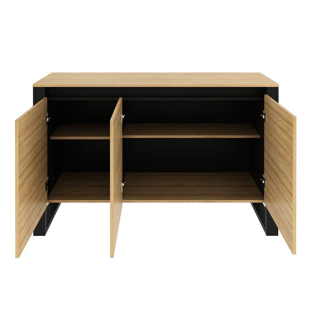 Balcão Para Escritório 136cm Com 3 Portas E 1 Prateleira Amêndoa - 5