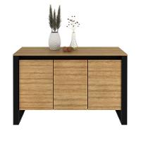 Balcão Para Escritório 136cm Com 3 Portas E 1 Prateleira Amêndoa - 1