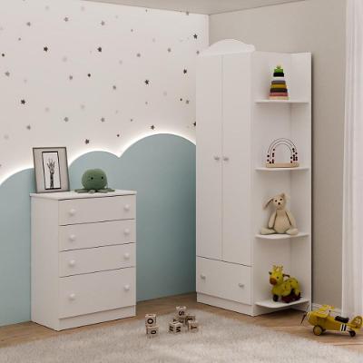 Guarda Roupa Infantil João e Maria MP4355 2 Portas 5 Gavetas MDP Branco Colorido