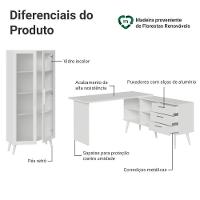Kit 2 Peças Com Escrivaninha Em L 3 Gavetas E Armário Multiuso Com Vidro Madesa Branco