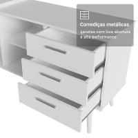 Kit 2 Peças Com Escrivaninha Em L 3 Gavetas E Armário Multiuso Com Vidro Madesa Branco - 7