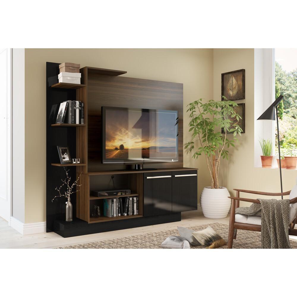 Estante Com Suporte Tv 55'' Denver Multimóveis V3069 Madeirada/Preta Duna/Preto - 2