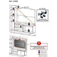 Estante Com Suporte Tv 55'' Denver Multimóveis V3069 Madeirada/Preta Duna/Preto - 6