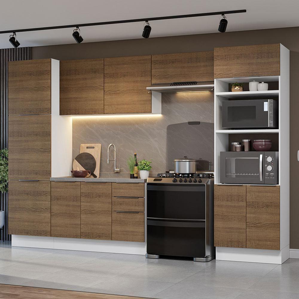 Armário De Cozinha Completa 330cm Stella Madesa 02 Branco/rustic - 1
