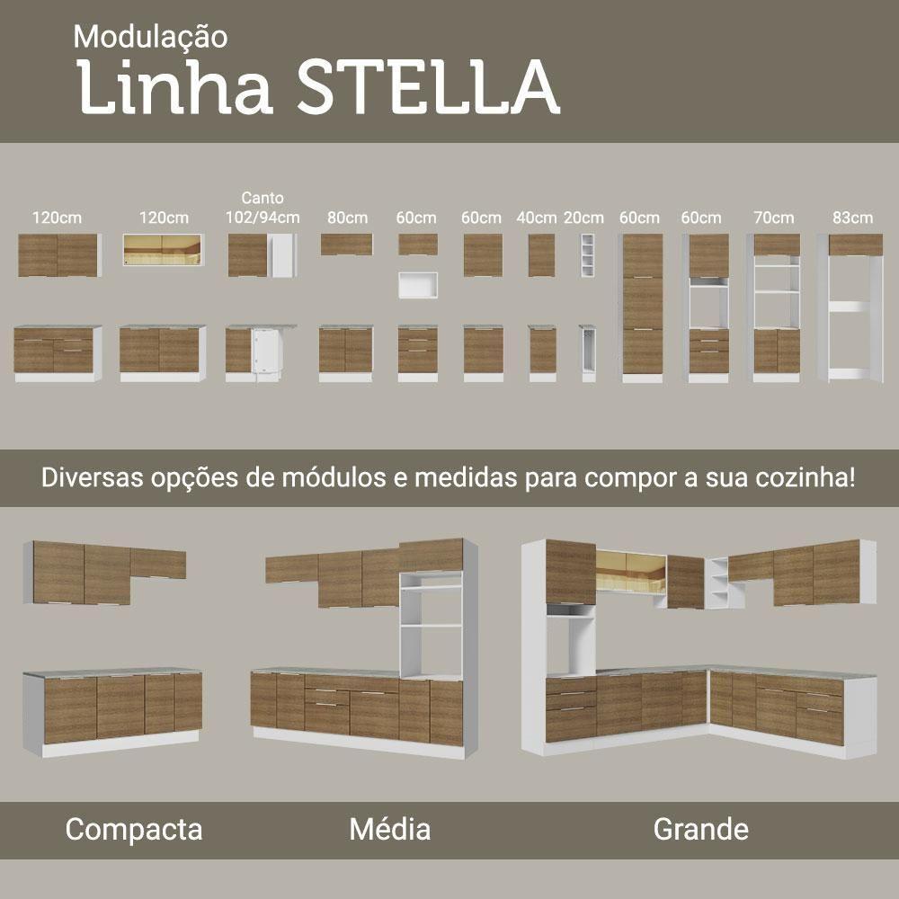 Armário De Cozinha Completa 330cm Stella Madesa 02 Branco/rustic - 8
