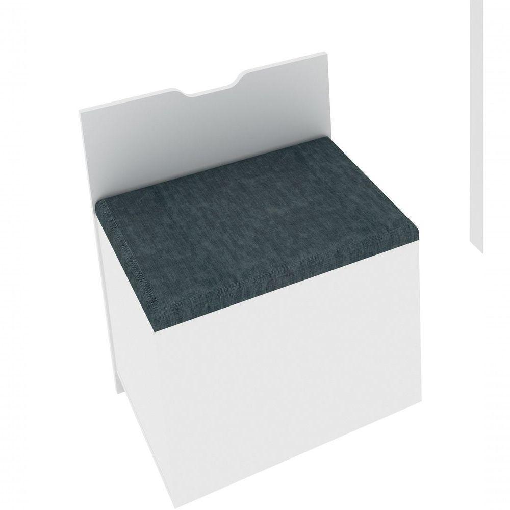 Penteadeira Compacta Com Espelho 1 Gaveta E Puff Branco - 5