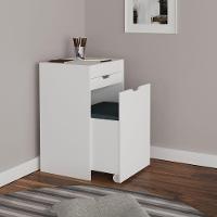 Penteadeira Compacta Com Espelho 1 Gaveta E Puff Branco - 1