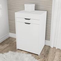 Penteadeira Compacta Com Espelho 1 Gaveta E Puff Branco - 3