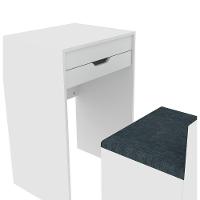 Penteadeira Compacta Com Espelho 1 Gaveta E Puff Branco