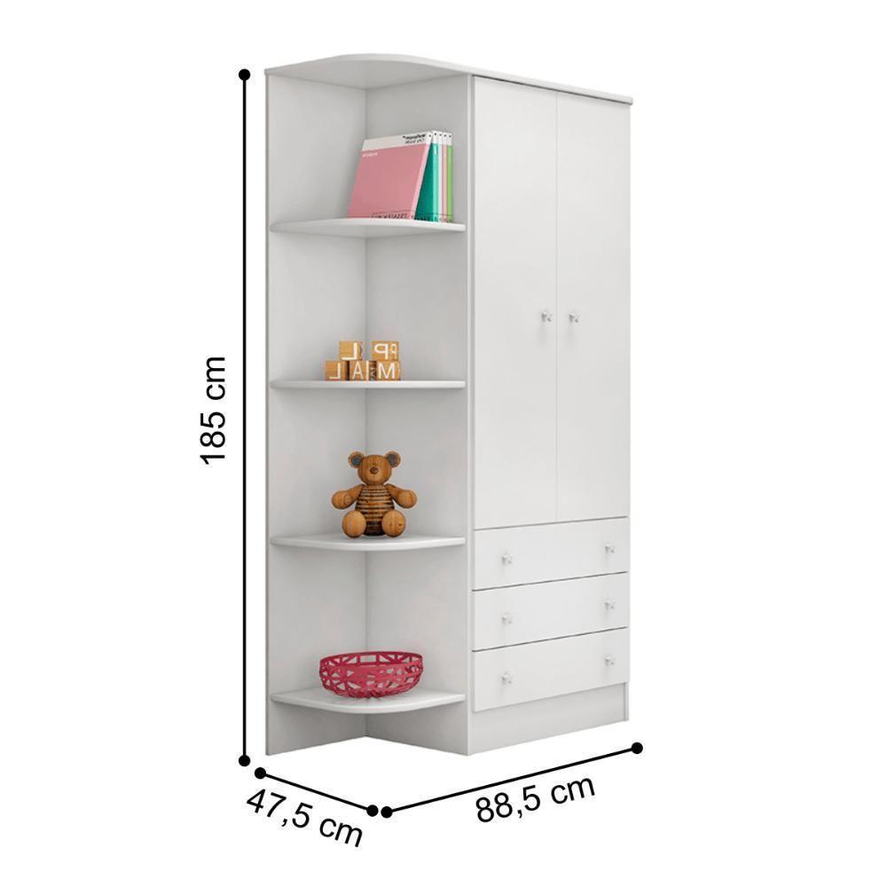 2523 - Comoda Com Trocador Doce Sonho Branco/branco (2523.5) + 825 - G. Roupa Inf. 2pts Doce Sonho Branco/branco (825.5) - 9