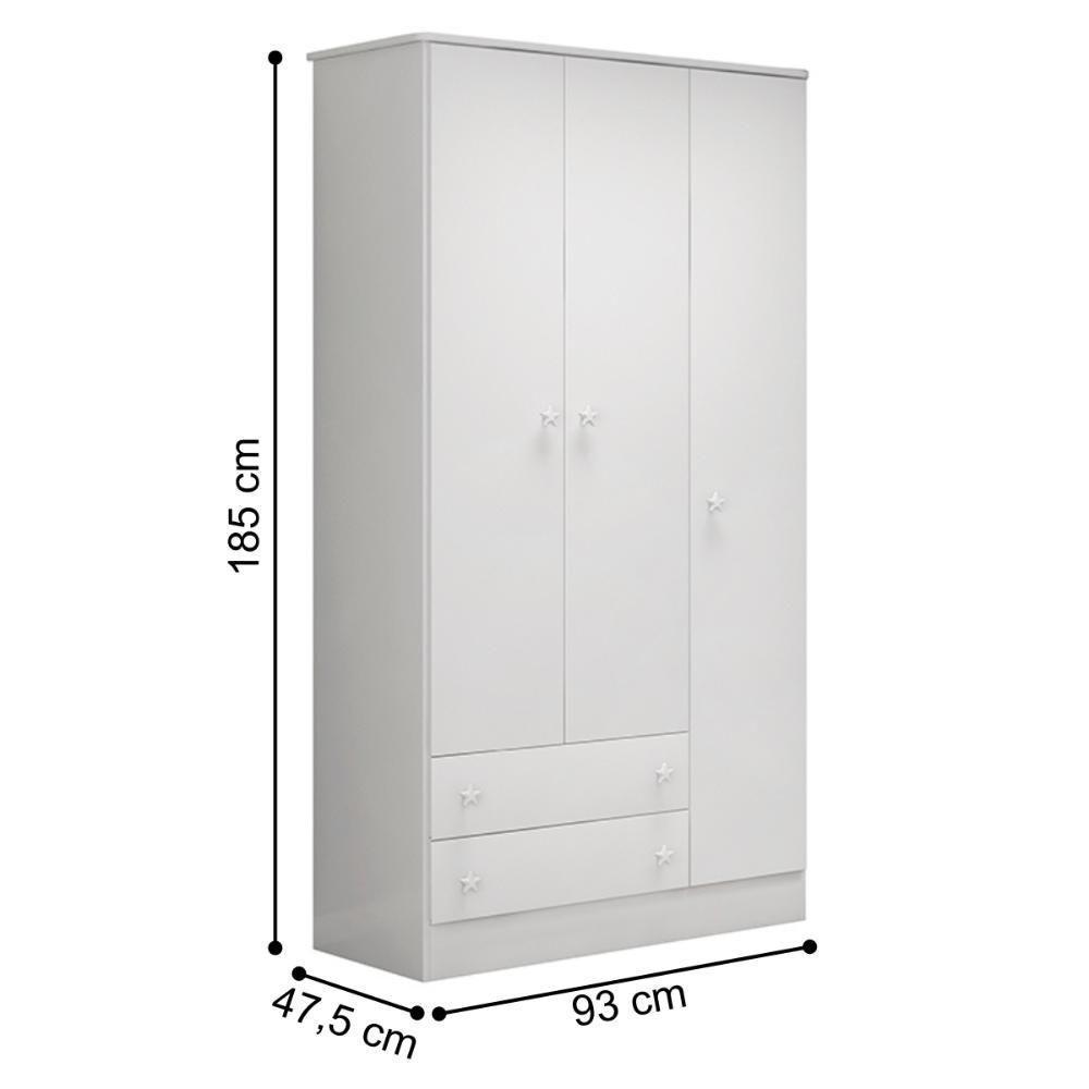 777 - Comoda 4 Gavetas Doce Sonho Branco/branco (777.5) + 2617 - G. Roupa 3pts/2gv Doce Sonho Branco/branco (2617.5) - 9