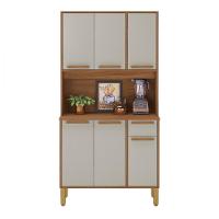 Cozinha Lagos 6 Portas 1 Gaveta Freijo Com Off White Indekes  - 1