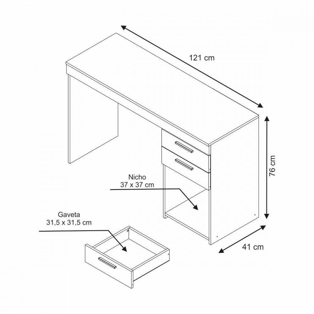 Escrivaninha Office Com 2 Gavetas Preto Tx Notavel - 4